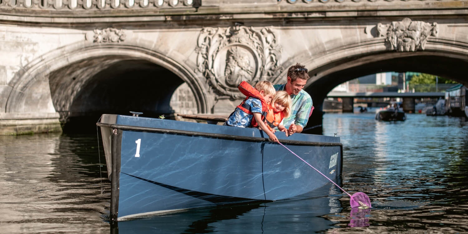 Copenhagen Harbour Canals Family Teaching Sustainability Green Clean Water Sailing Boat Rental GoBoat